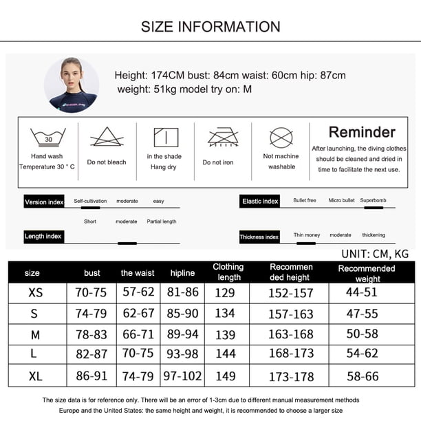 Traje de neopreno de cuerpo completo Traje de buceo de una pieza para mujer (Negro M) Ehuebsd Para estrenar