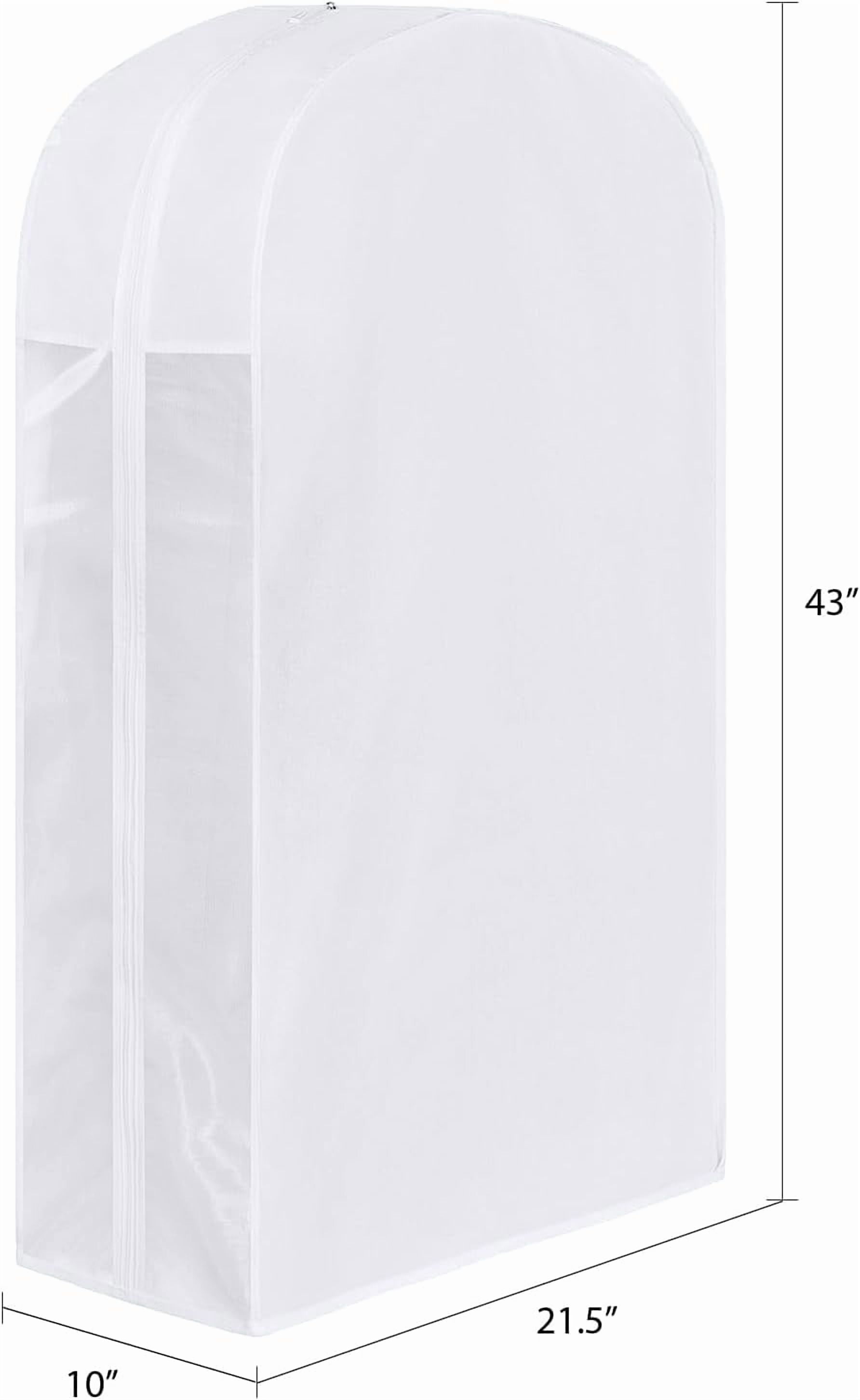 Premium Cotton Garment Bag for Hanging Clothes, Breathable Suit Bags for Closet Storage with Large Gusseted & Clear Window, Dust Cover with Zipper for Suits, Jacket, Pack
