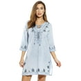 thumbnail image 1 of Riviera Sun Embroidered Swimsuit Cover Up / Tunic / Resort Wear (Light Denim, X-Large), 1 of 3