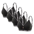 thumbnail image 2 of Kilaqueen 4 Pack Wireless Bras for Women Fashion Letter Printed Push Up Bras Stretchy Lightweight Supportive Bras V Neck Ribbed Everyday Bras, 2 of 3