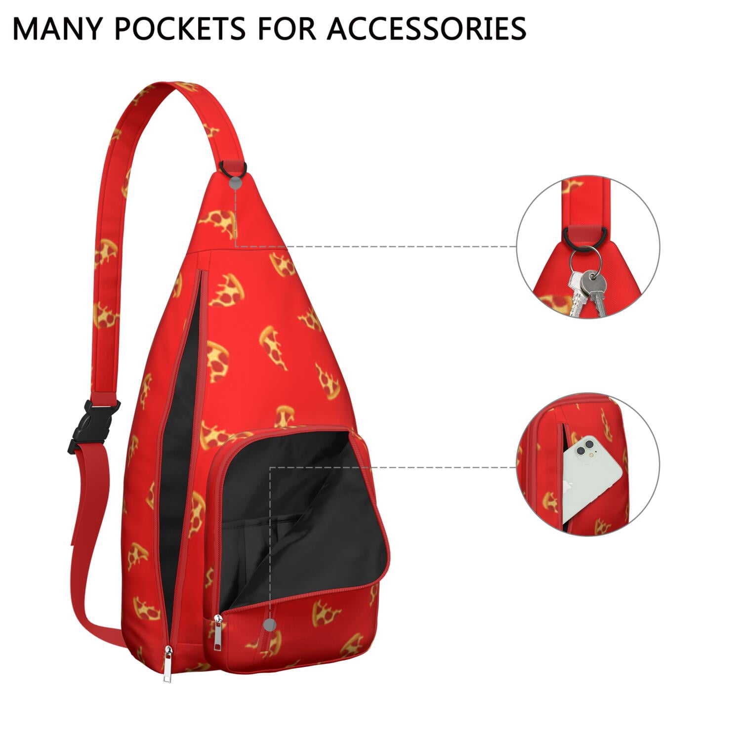 Funny Pizza Lover Chest Bag - Kawaii Foodie Sling Bag with Delicious Pizza Print, Lightweight Water-resistant Fanny Pack for Pizza Party & Daily Use (Women & Men)"