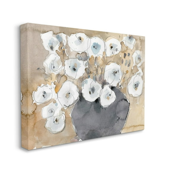 Stupell Industries Abstract White Blossom Bouquet Neutral Grey Brown Canvas Wall Art, 16 x 20, Design by Samuel Dixon