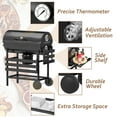 thumbnail image 6 of Devoko 29” Barrel Outdoor Charcoal Grill with Side Shelf and Wheels, Black, 6 of 7