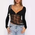 thumbnail image 3 of Top corto de manga larga y cuello cuadrado para mujer - Camiseta básica ajustada lisa - Entrenamiento/yoga - Tallas S-L, 3 of 5