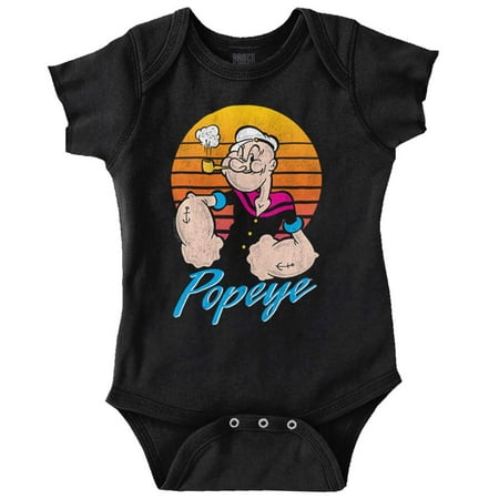 

Popeye The Sailor Man Retro Sunset Romper Boys or Girls Infant Baby Brisco Brands NB