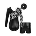 thumbnail image 2 of Hansber Kids Girls Gymnastics Outfits Shiny Metallic Leotards with Shorts 3pcs Set Dance Performance Black 6, 2 of 5