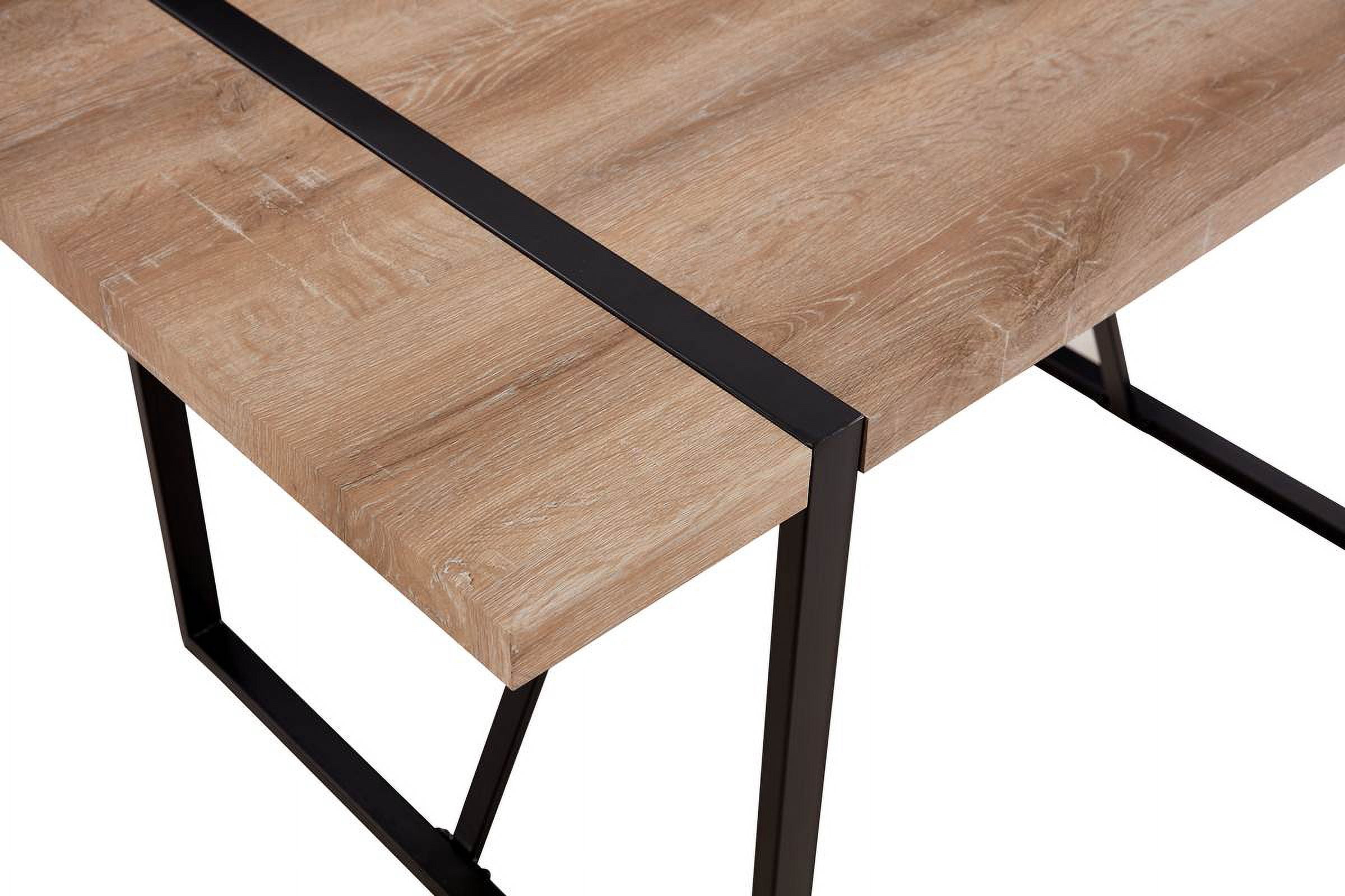 55" Dining Table For 4-6 Person, With 1.5" Thick Engineered Wood Tabletop and Black Metal Legs