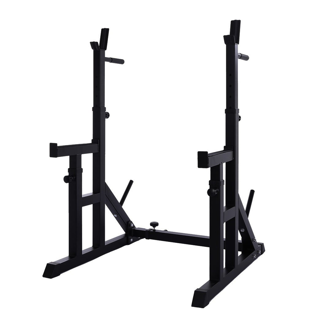 Details about   Adjustable Barbell Rack Weight Lifting Bench Press Squat Rack Pull Up Bar Gym 