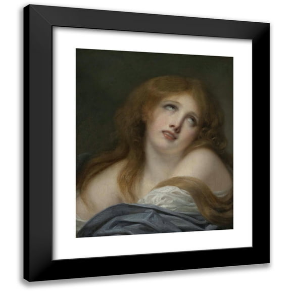 Jean-Baptiste Greuze 12x14 Black Modern Framed Museum Art Print Titled - The Bust of a Young Girl, Called Virginie