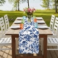 thumbnail image 4 of Blue Spring Floral 108 Inch Table Runner, Summer Botanical Bird Farmhouse Dresser Scarf Cotton & Linen Tablerunner for Dining/Kitchen Island/Holiday Party Décor 13" x 108", 4 of 9