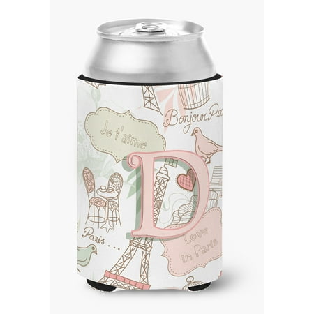 

Letter D Love in Paris Pink Can or Bottle Hugger