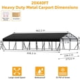thumbnail image 2 of 20 x 40 Ft Heavy Duty Metal Carport with Galvanized Steel Roof Tall Garage Shelter for Tractors Trucks Boats and All-Weather Protection, 2 of 8