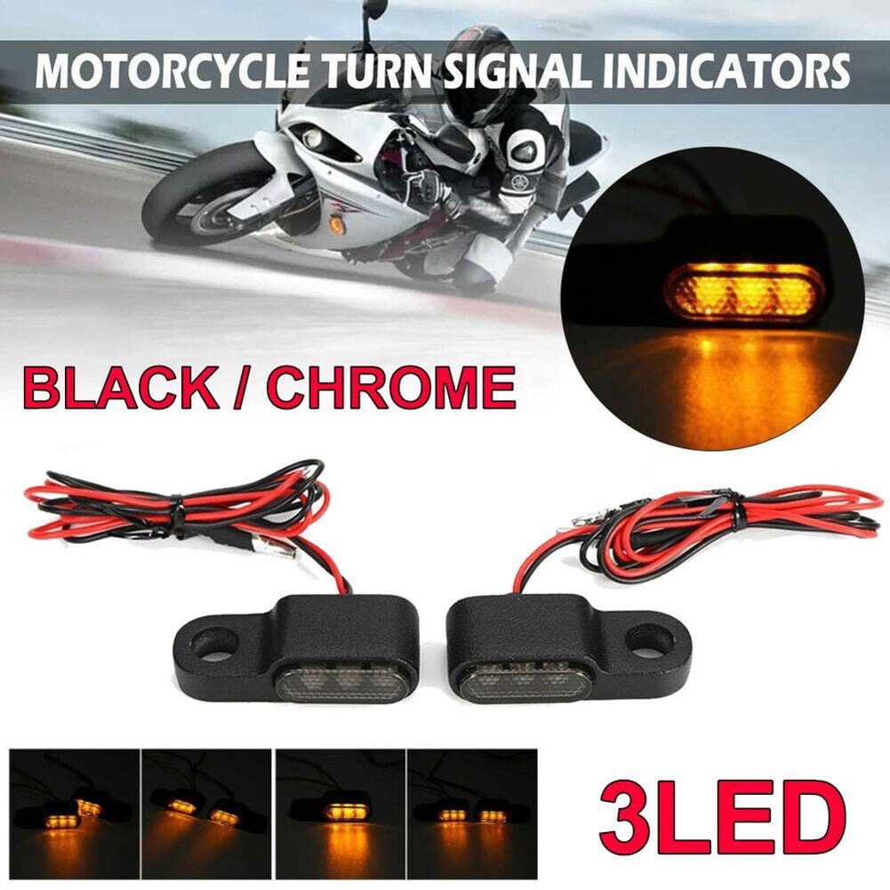 2X Mini Motorcycle Black LED Turn Signal Blinker Light Amber For Harley Davidson 