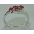 thumbnail image 3 of LBG British Made 18k White Gold Natural Ruby Womens Trilogy Ring - 33 size options - Size 6.75, 3 of 7