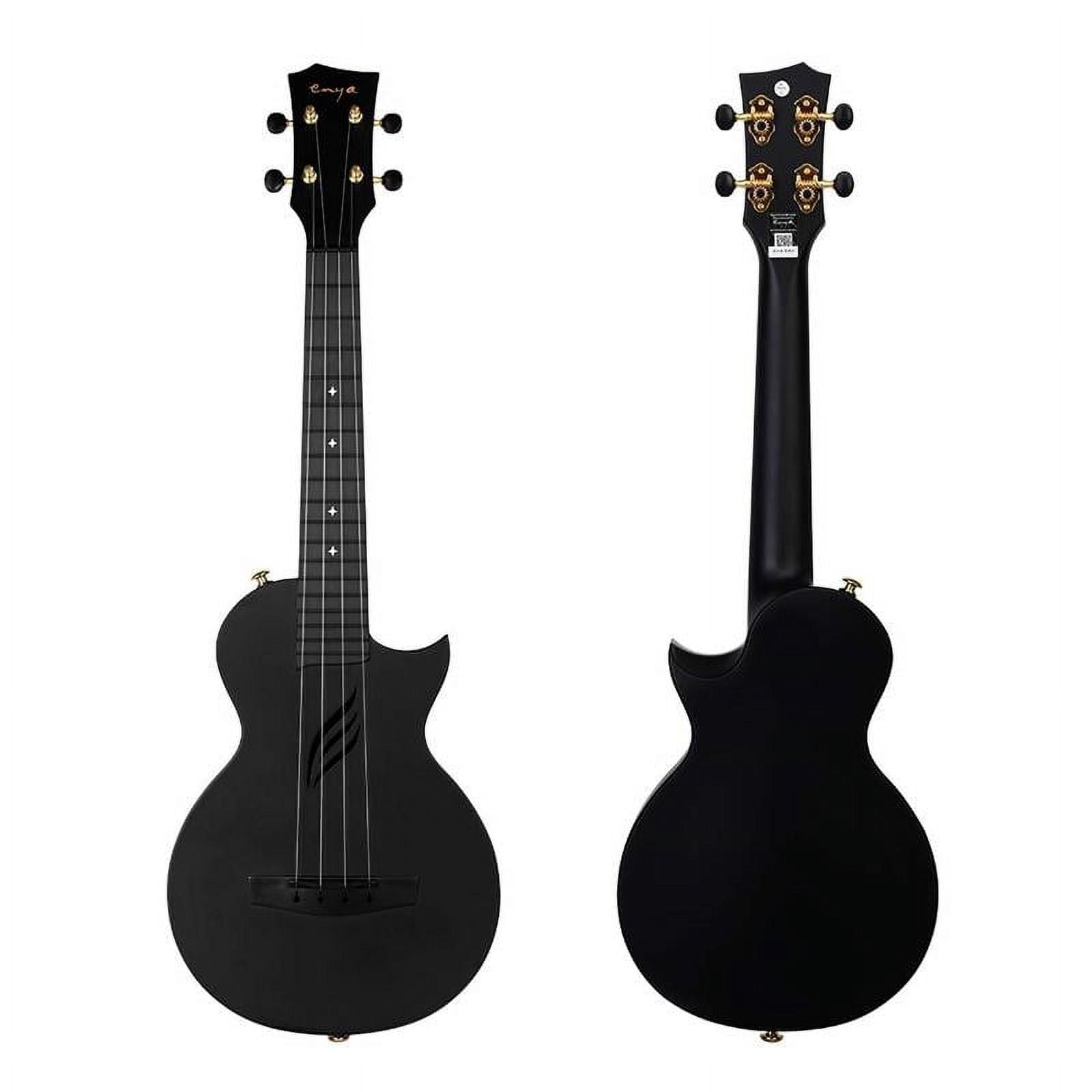 Enya Concert Nova U Black Carbon Fiber Ukulele - With Free Ukulele Lessons, Case, Strap, Capo and Spare Strings.