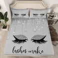 thumbnail image 2 of Feelyou Dreamy Unicorn Twin Sheet Sets for Kids, Eyelash Makeup Twin Fitted Sheet, Girly Princess Style Flat Sheet, Breathable Home Decor, 3-Piece, 2 of 7