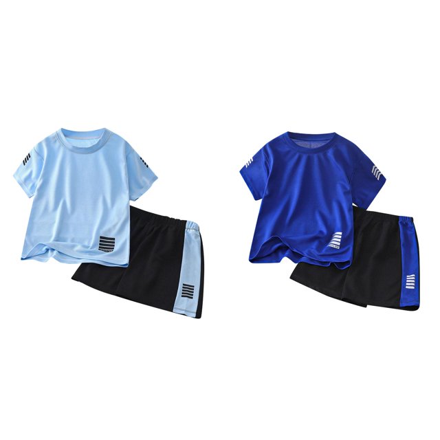 (Lot de 2) Rinsvye Ensemble de Vêtements de Sport à Manches Courtes Imprimé Printemps Été pour Garçons