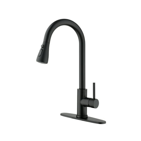 

NIKOU Black Kitchen Faucet Kitchen Faucets with Pull Down Sprayer Commercial Stainless Steel Single Handle Single Hole