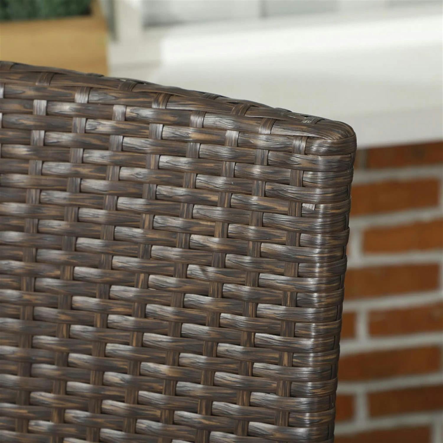 Demi Bonn Outdoor Dining Chairs Set of 4 with Armrests & Backrest, Stackable PE Rattan Patio Dining Room Chairs with Cushion for Garden, Backyard, Lawn, Brown