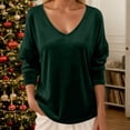 thumbnail image 2 of Hauts en Velours pour Femmes 2026 Mode Automne Hiver Manches Longues Col en V Rétro Décontracté T-Shirts pour Sortir, 2 of 4