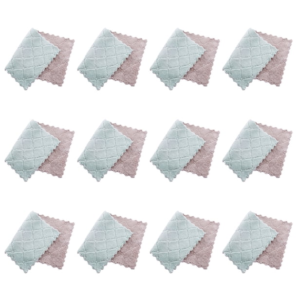 Paquete de 12 paños de cocina paños de cocina paños de cocina de terciopelo coral, aceite antiadherente lavable de secado rápido MFZFUKR CPB-WSH40-3