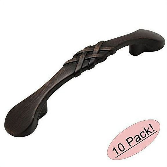 Cosmas 7063ORB Oil Rubbed Bronze Braided Cabinet Hardware Handle Pull - 3" Inch (76mm) Hole Centers - 10 Pack