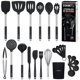 thumbnail image 1 of Cookify Juego de Utensilios de Cocina Silicona y Acero Inoxidable Accesorios para Cocinar (Negro - Plateado, Set 24 Pzas), 1 of 7
