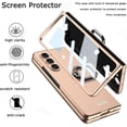 thumbnail image 4 of Compatible with Samsung Galaxy Z Fold 5 Case with Ring,Ultra-Thin Slim Shockproof Anti-Scratches Rotate Kickstand Holder Screen Protector Phone Case for Samsung Galaxy Z Fold 5 5G Gold, 4 of 14