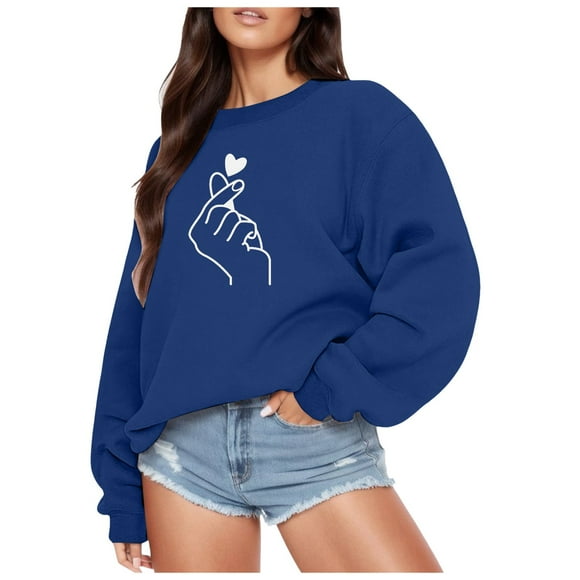 Huaizzzy Casual Women's Print Sleeve Top Long Sweatshirt Pullover Graphic Women's Blouse Adult Small Hoodie Light Jackets Women Graphic Sweat Shirts Women Ladies Zip Hoodie Hoodies Sweaters Women