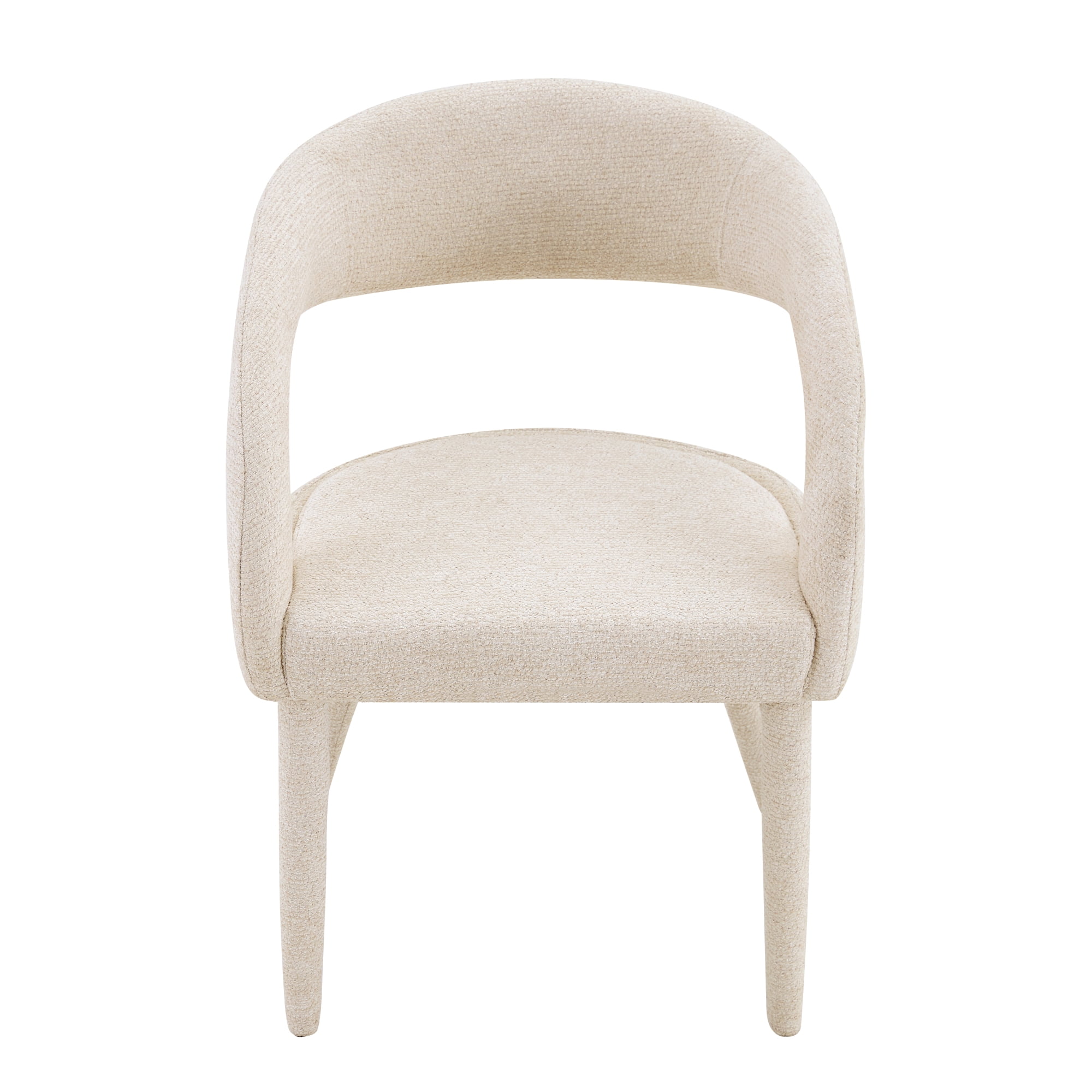 Leumius Premium Sherpa Upholstered Dining Chair with Hollow Backrest Accent Chair for Dining Room Bedroom Vanity Living Room Conference (Off White, Set of 2)