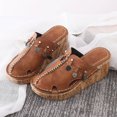 thumbnail image 5 of eczipvz Shoes for Women Women's Rivet Rhinestone Pearl Flat Sandals Slip on Memory Foam Sandals Open Toe Slide Sandals,Brown, 5 of 5