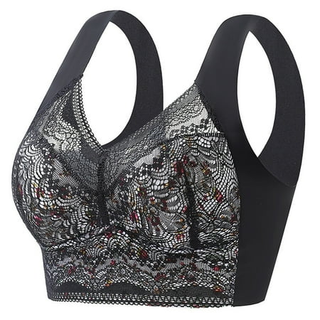 GERsome Wireless Bras for Women No Underwire Comfort Seamless Smoothing Bra Lift V Neck Padded Full Coverage Everyday Bra