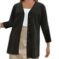thumbnail image 3 of ITSAME Womens Plus Size Cardigan, V Neck Buttons Stretchy Loose Long Sleeve Fashion Elegant Outwear Black 3XL, 3 of 7