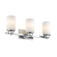 SCARLETT Contemporary 3 Light Chrome Finish Etched White Glass 22