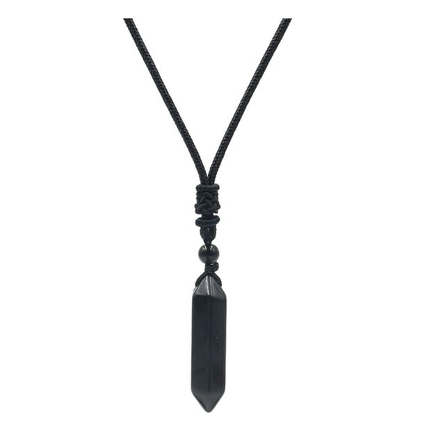 Qarigey Collar de cristal de cuarzo transparente Energía con poder curativo natural Cristal de piedra natural Obsidiana hecha a mano Type3 NO3