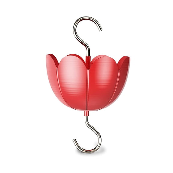 Ant Moat for Hummingbird Feeders, Vintage Style Ant Guard with Large Capacity Clear Cup and Stainless Steel Hook, Prevents Ants from Feeder, Outdoor Garden Decoration, Red