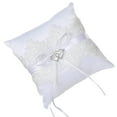 thumbnail image 4 of Lace Wedding Ring Pillow Crystal Double Heart Ring Cushion Bearer for Beach Wedding Ceremony, 4 of 9