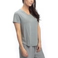 thumbnail image 2 of Cool Girl Women's Relaxed Cooling V-Neck T-Shirt with High Low Hem Sleep T-Shirt Grey, 2 of 3