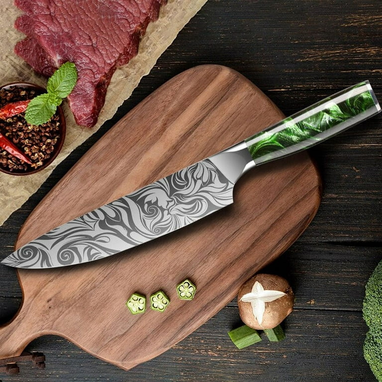 7pcs-Kitchen Knife Set Chef Knife Cleaver Stainless Steel Knife Block  Sharpener