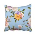 thumbnail image 1 of RYLABLUE Blue Abstract Roses And Peony With Leaves Watercolor Pattern Pink Beautiful Beauty Bloom Pillowcase Throw Pillow Cover Case 18x18 inches, 1 of 2
