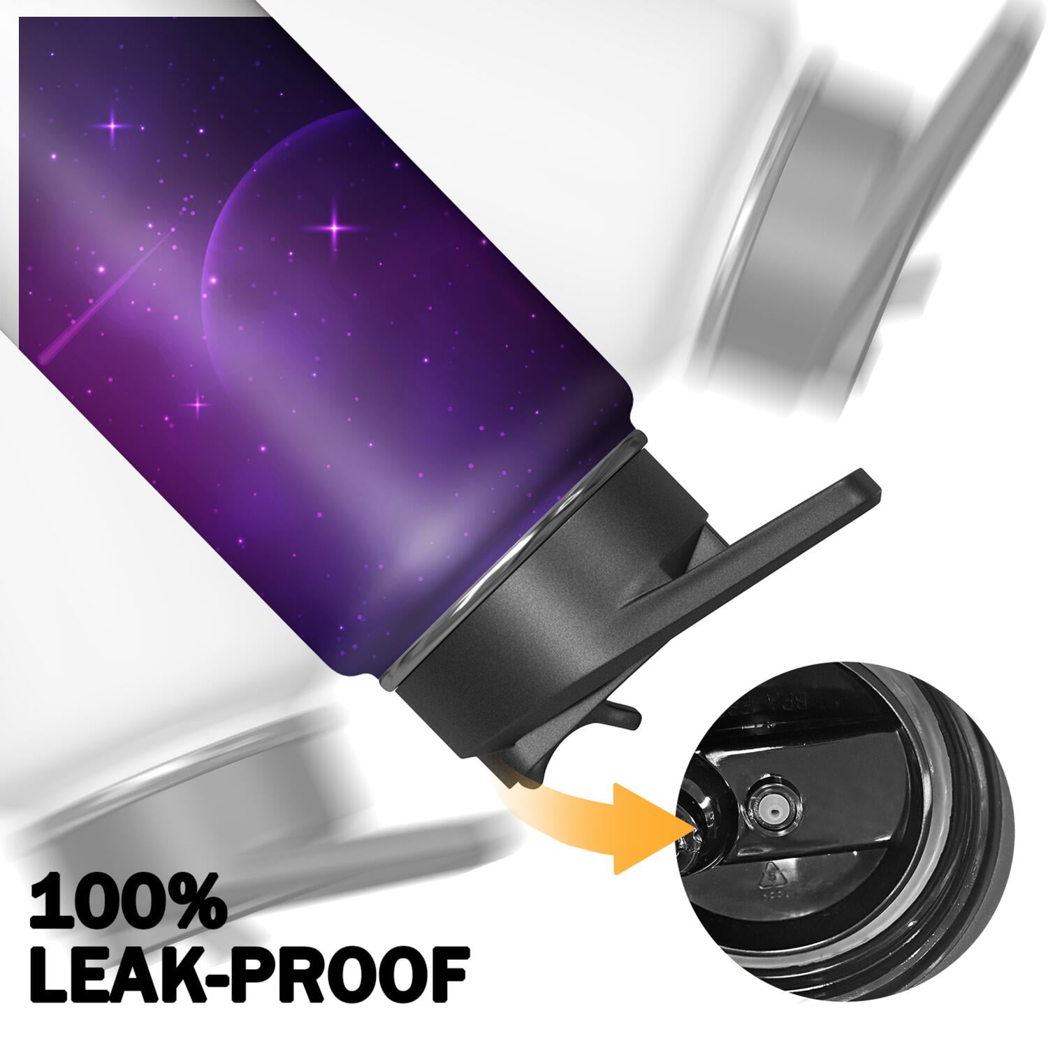 Galaxy Insulated Water Bottle with Straw & Cleaning Brush – 18oz | Leakproof, BPA-Free, 304 Stainless Steel, Wide Mouth, Travel Mug for Car, Gym, Office, Starry, Christmas Thanksgiving Gift