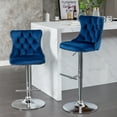 thumbnail image 2 of Swivel Velvet Barstools, Adjusatble Seat Height From 22-25", 360 ° Rotation Modern Upholstered Bar Stools with Silver Plated Base Stools, 2 of 8