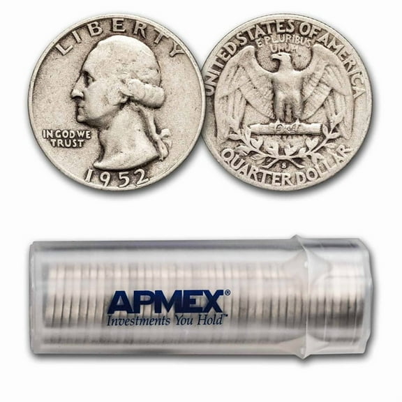 1952-S Washington Quarter 40-Coin Roll Avg Circ