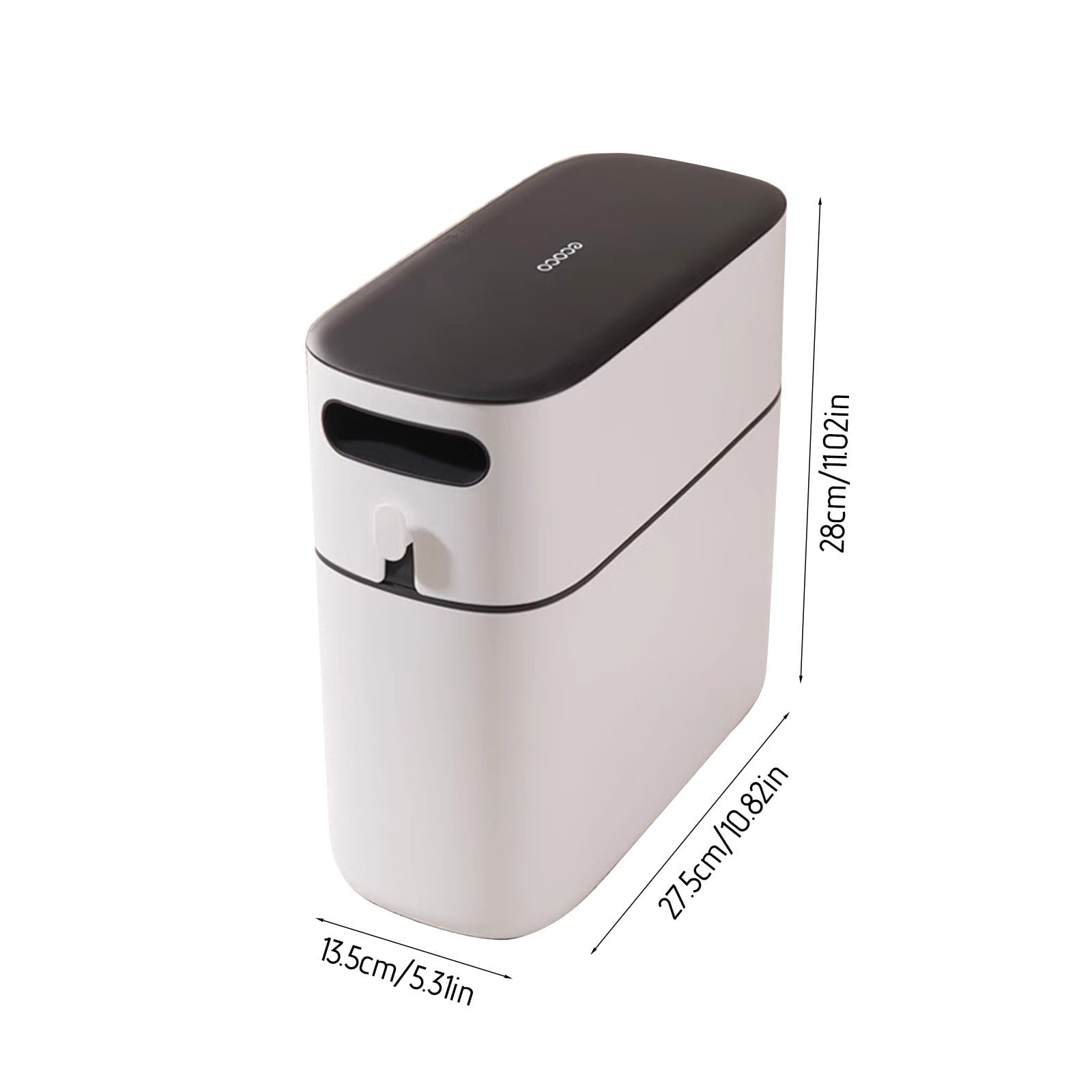 Bathroom Trash Can 8L, Black Semi Automatic with 1 Roll Garbage Bag, Non Contact Large Capacity Thickened Wastebasket for Living Room