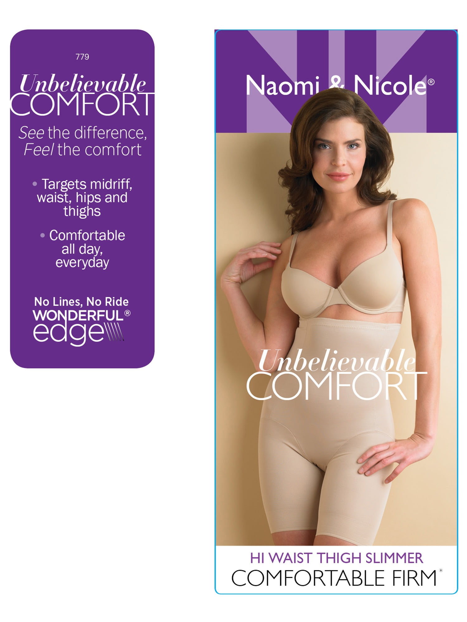 Naomi & Nicole Unbelievable Comfort Plus High Waist Long Leg - Black -  Curvy Bras