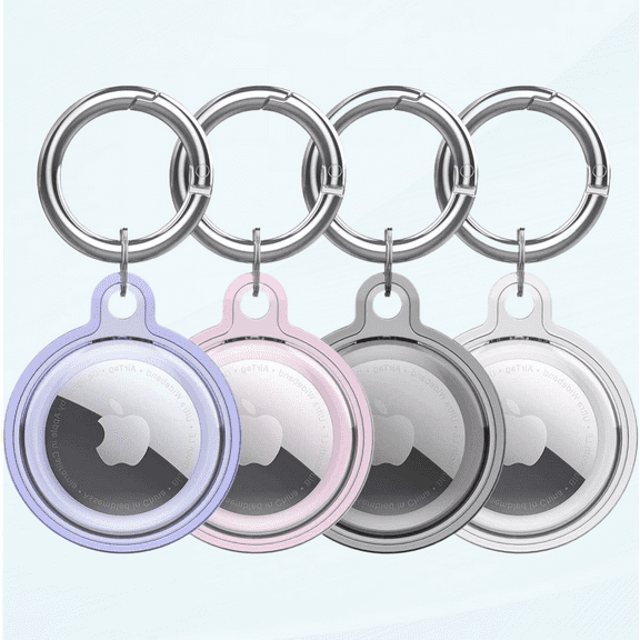 Air Tags-4 Pack Holder Waterproof Air Tags Holder Keychain for Apple Air tag Soft Airrtag Case for Dog Collar, Keys, Luggage
