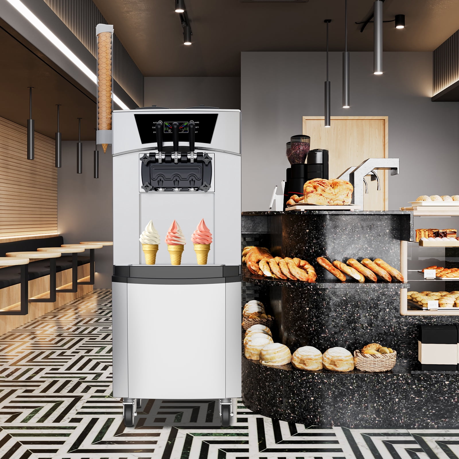 Commercial Ice Cream Maker Machine with LCD Display Auto Clean Frozen Drink Machine, Maker, Machine for Home