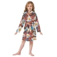 thumbnail image 6 of FORMRS Niños Bathrobe Unisex Hooded Robe Soft Plush Pajamas Sleepwear, Size 2-3T, Vibrant Floral, 6 of 7