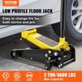 thumbnail image 2 of VEVOR Floor Jack, 3 Ton Low Profile Floor Jack, Heavy-duty Steel Racing Floor Jack with Single Piston Quick Lift Pump, Floor Jack Lifting Range 5.12"-20", 2 of 9