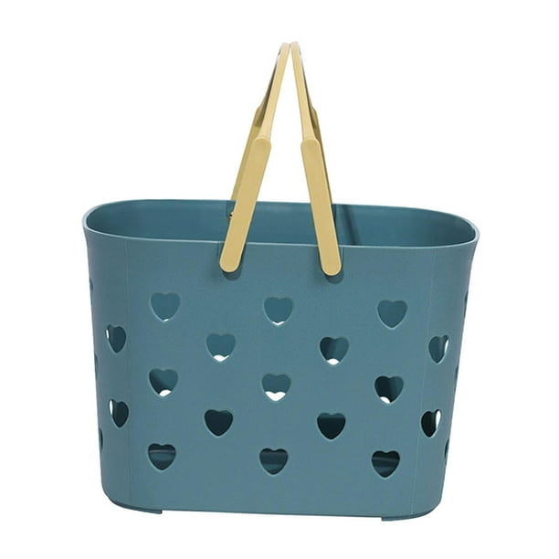 Bolsa de mano lavable, organizador de cesta de baño, cesta de baño, diseño de corazón, cesta de baño hueca azul